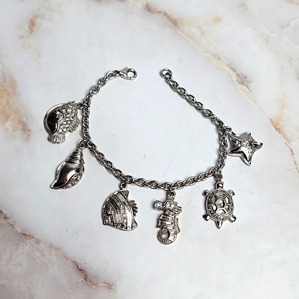Sterling silver maritime charms bracelet